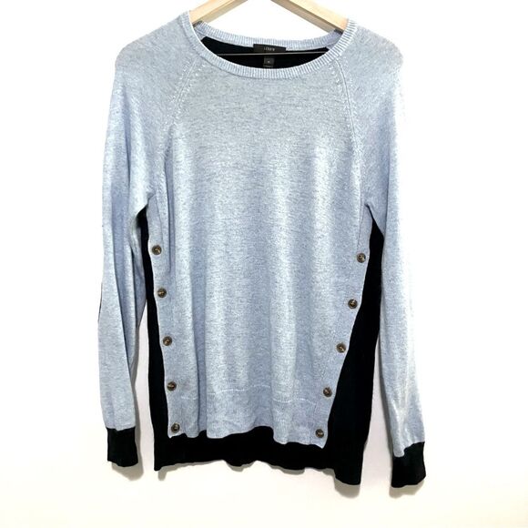 J. Crew Sweater Women Size Medium Angora and Wool Blend Blue Colorblock - Picture 1 of 5